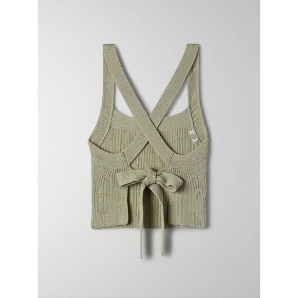 Aritzia Wilfred Cayenne Cropped Knit Halter Top Sage Green Size M - Picture 11 of 12